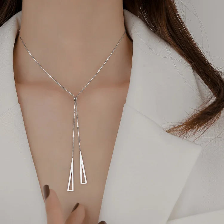 Silver Tassel Pearl Pendant Necklace